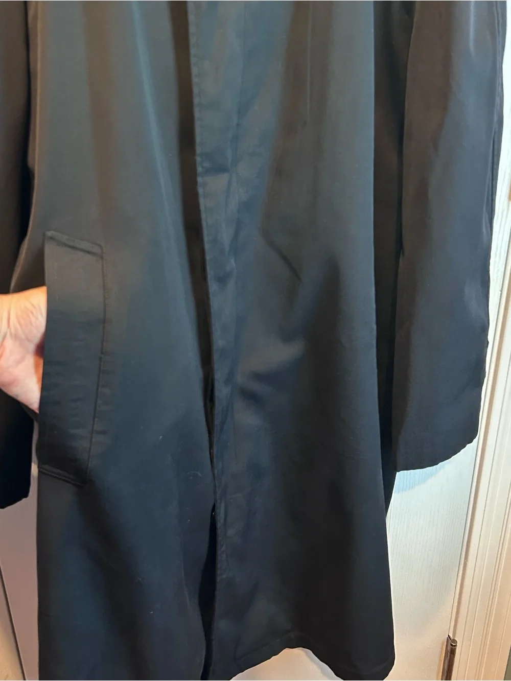 Vintage 60s 70s Lord Raglan Black Overcoat Trench Dark Academia Mod Made in USA